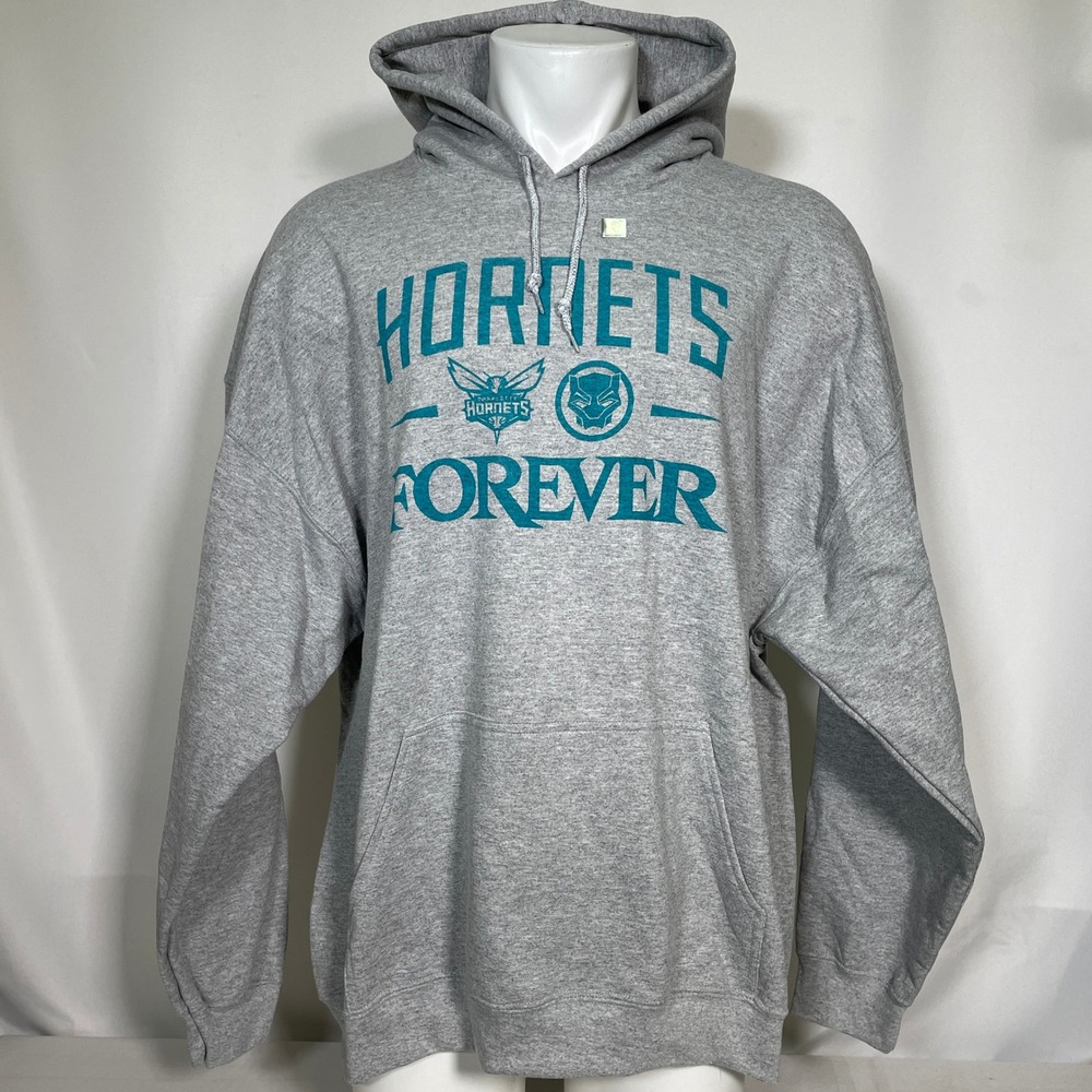 Charlotte Hornets x Wakanda Forever Marvel Black Panther Gray Hoodie Men's XL